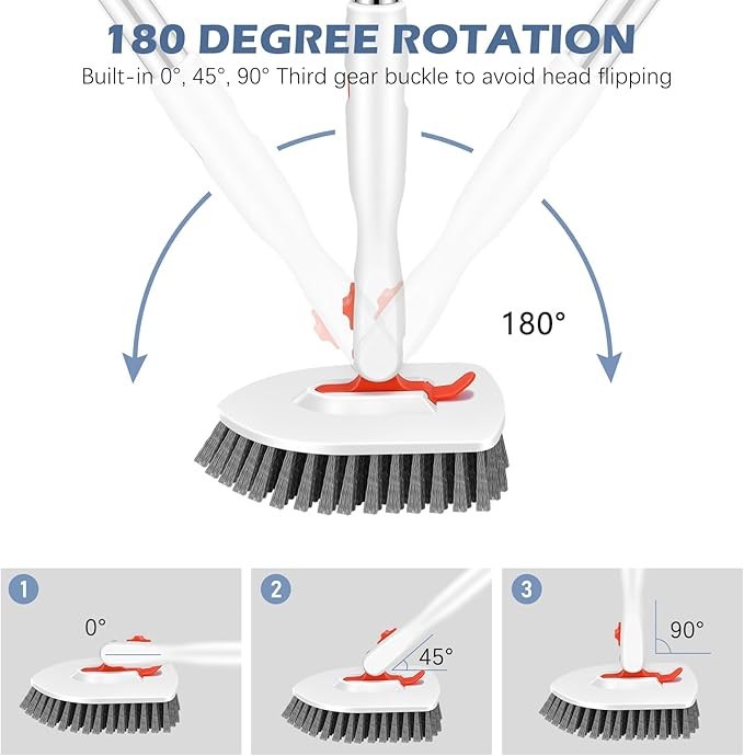 3in1 Shower Tile Tub Scrubber Brush with 52in Adjustable Handle 3 Replace Heads
