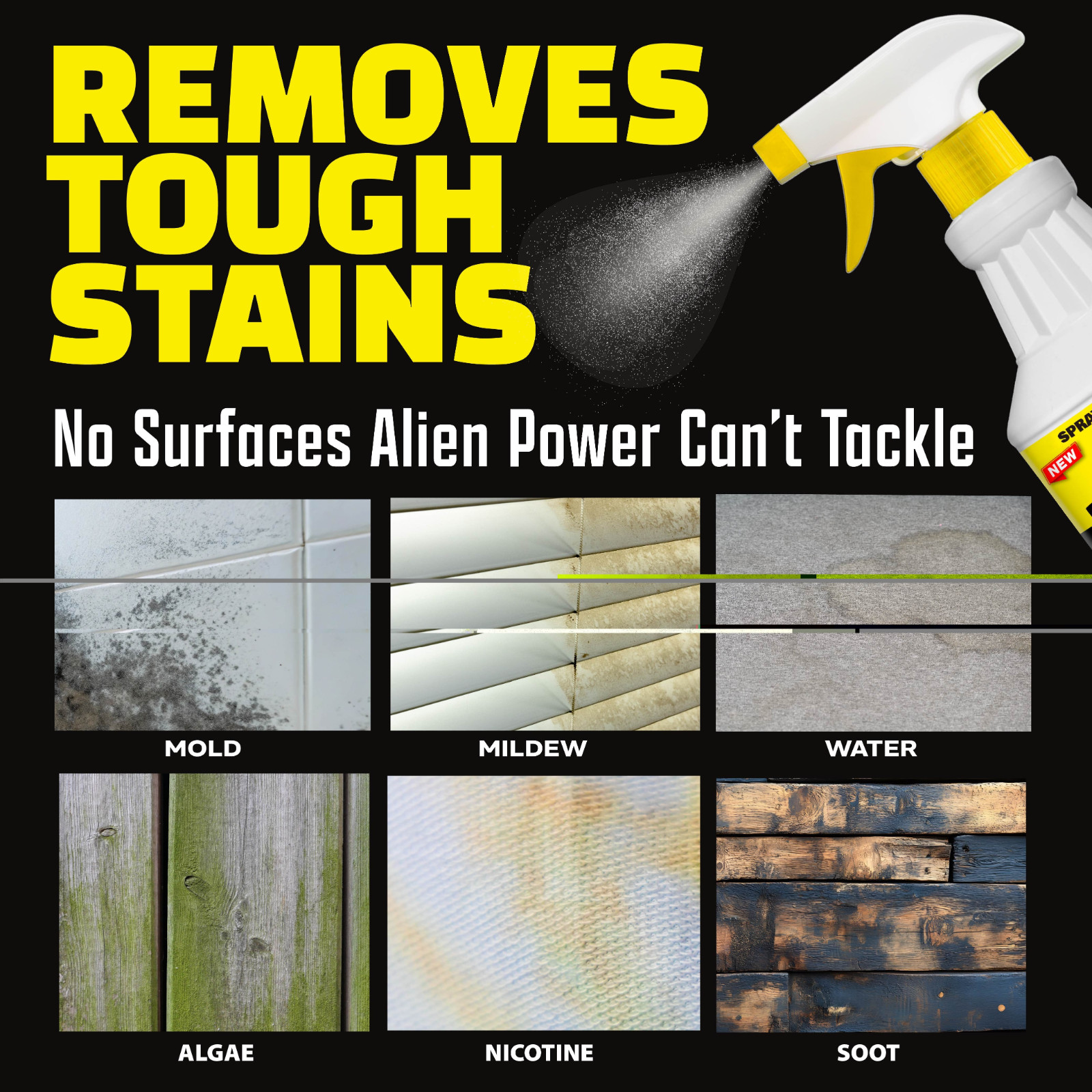 Alien Power Stain Remover Kit – Mold, Mildew & Algae Cleaner with Spray Bottle