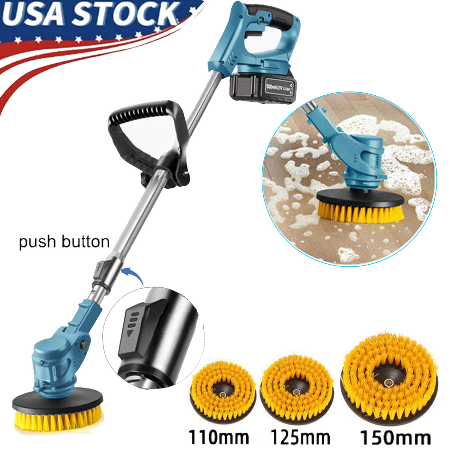 Electric Spin Scrubber, Cordless Cleaning Brush with 3 Replaceable Brush Heads