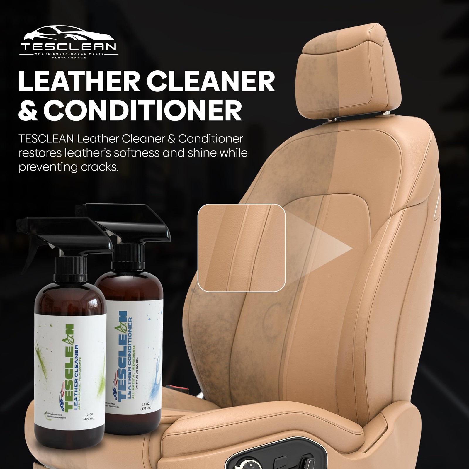 Tesla Leather Seat Cleaner & Conditioner, Made in the USA, Tesla Cleaning Kit…