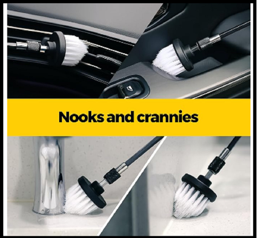 5Pack Drill Brush Attachment Set-Car Interior Detailing Kit，Power Scrubber Brush