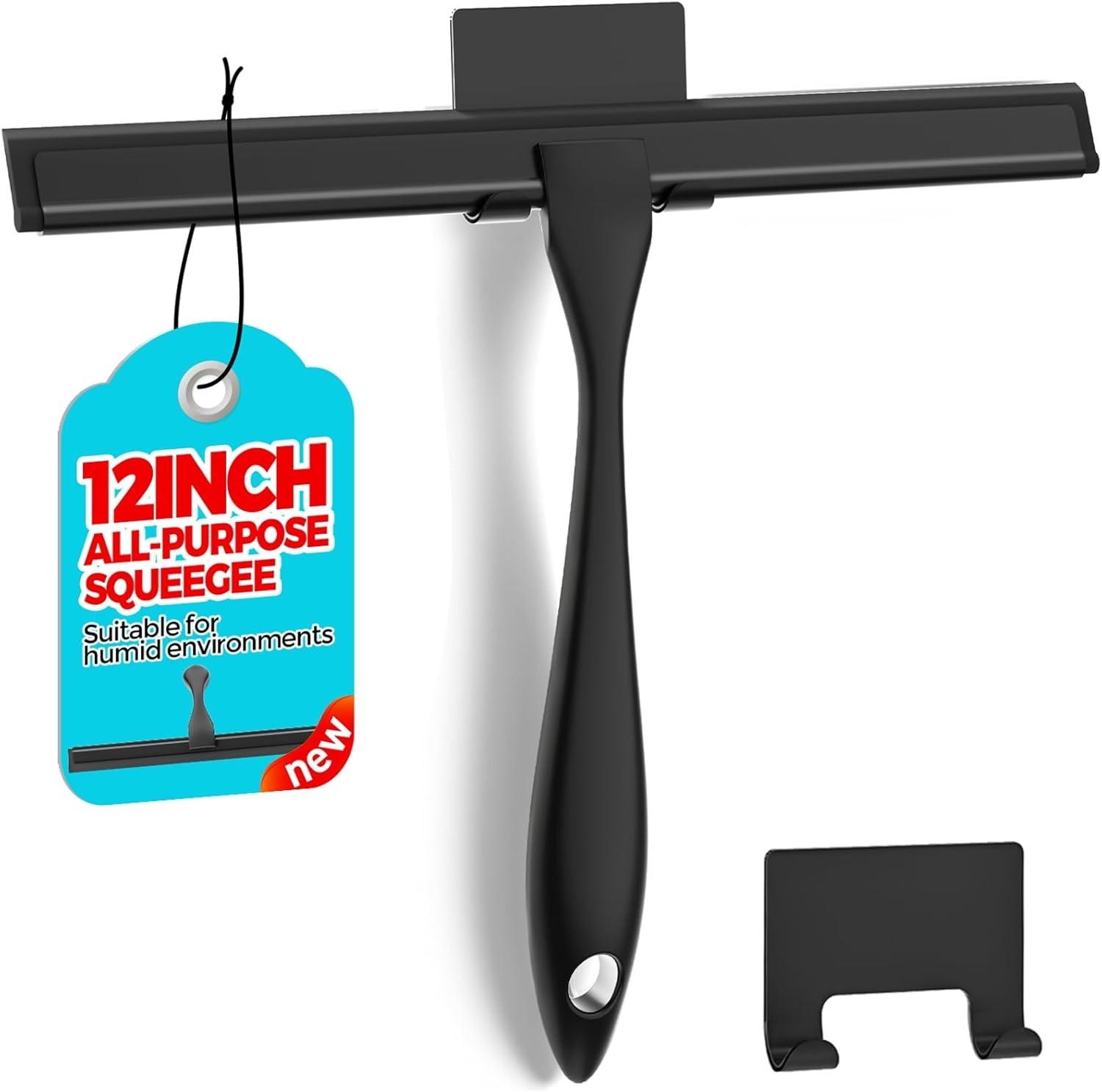 12-Inch All-Purpose Shower Squeegee for Shower Doors Stainless Steel Black