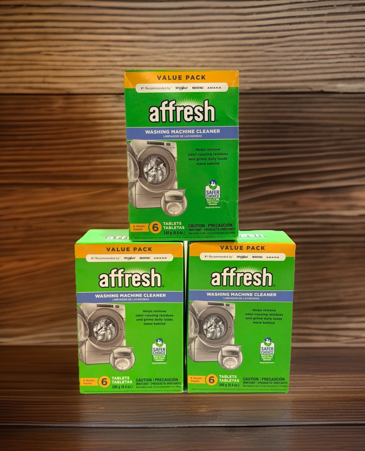3 Pack Affresh Washing Machine Cleaner 18 Mo Supply Cleans Front Load & Top Load