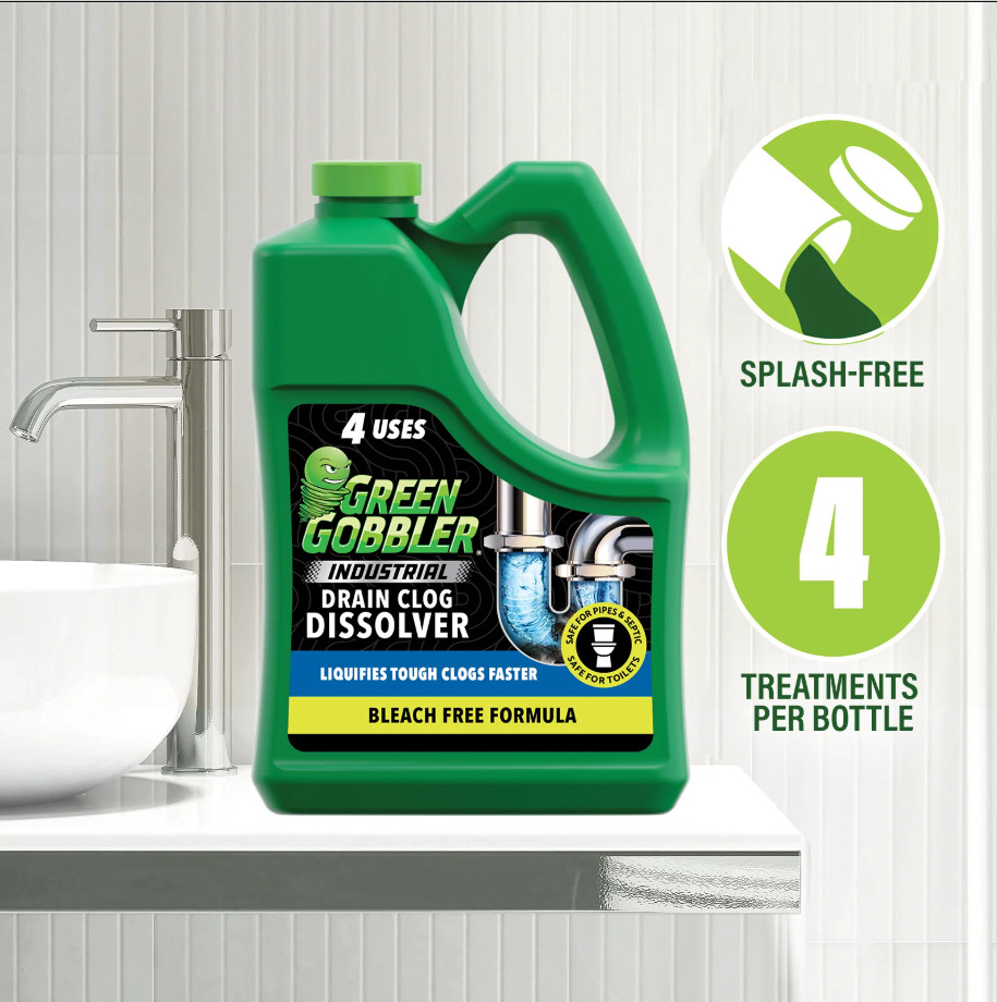 Green Gobbler Industrial Strength Drain Clog Remover & Cleaner Liquid Gel- 64oz.