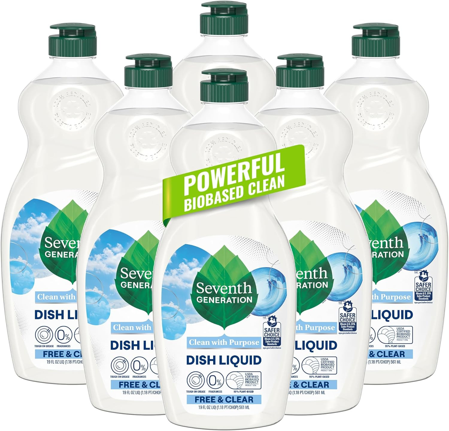 Seventh Generation Dish Liquid Soap Free & Clear Liquid Soap Pack of 6 Dishwashi