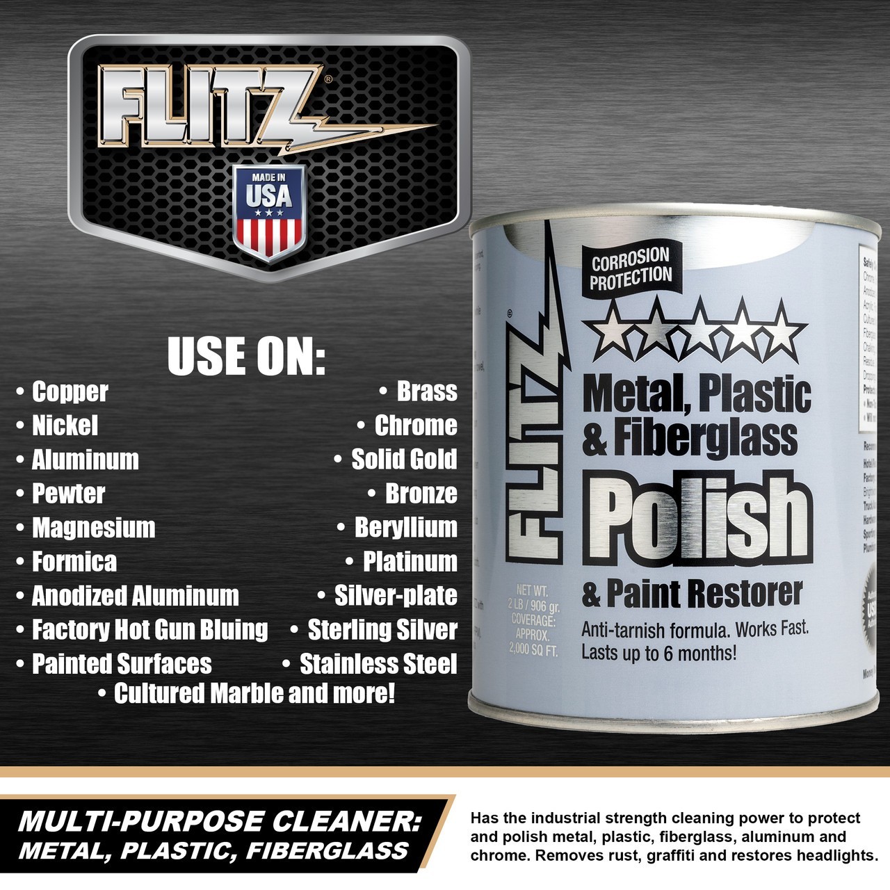 3 PACK Flitz Metal Polish Paste 5.29oz – Cleaner for Metal, Plastic & Fiberglass