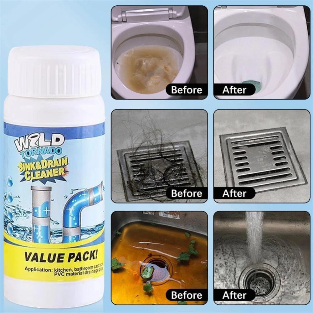 Wild-Tornado Powerful Sink & Drain Cleaner Powder – Quick Foaming Super Clean