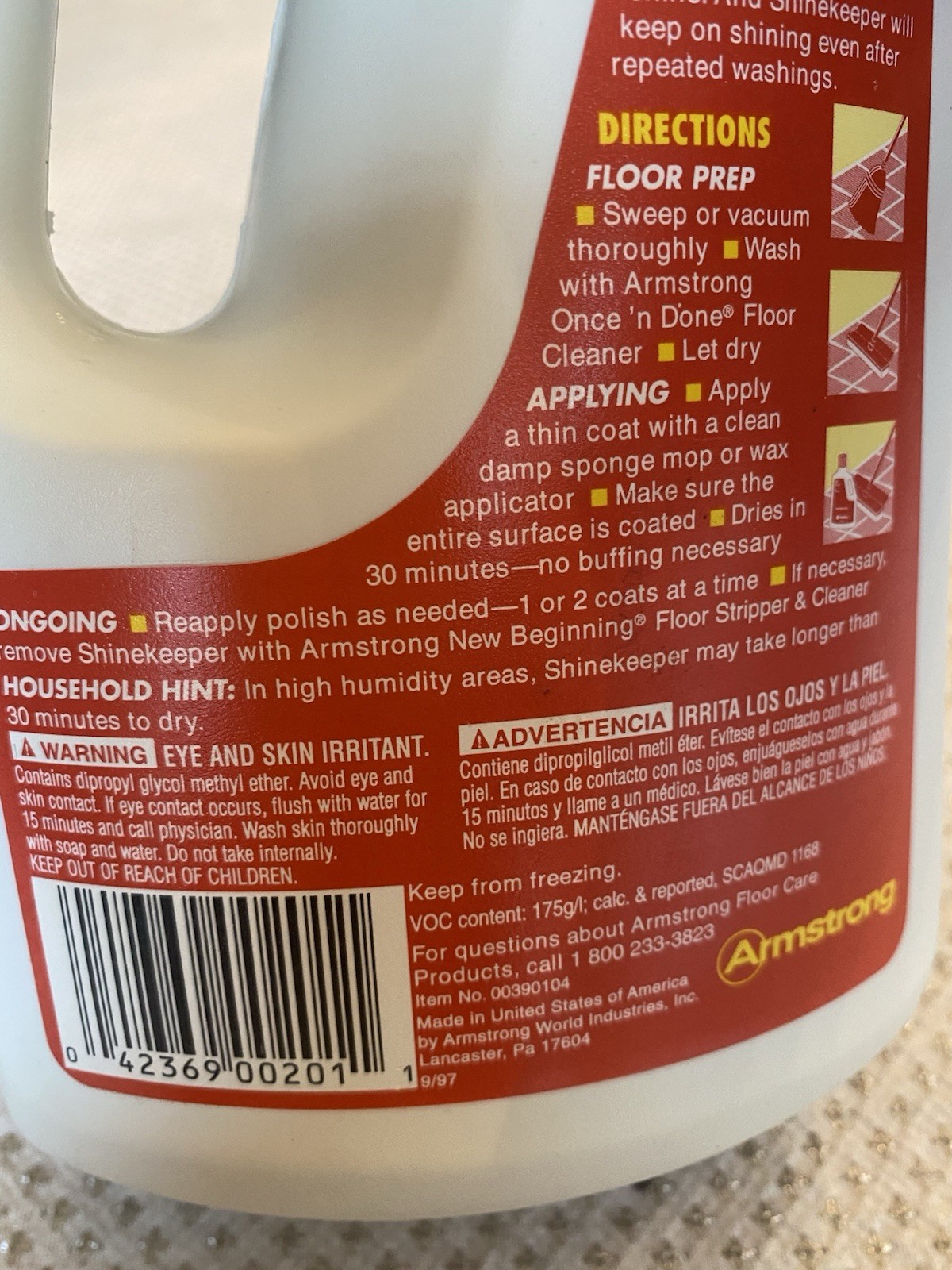 Armstrong Shinekeeper Floor Polish 32 Oz Returns Shine To Older No Wax Floors
