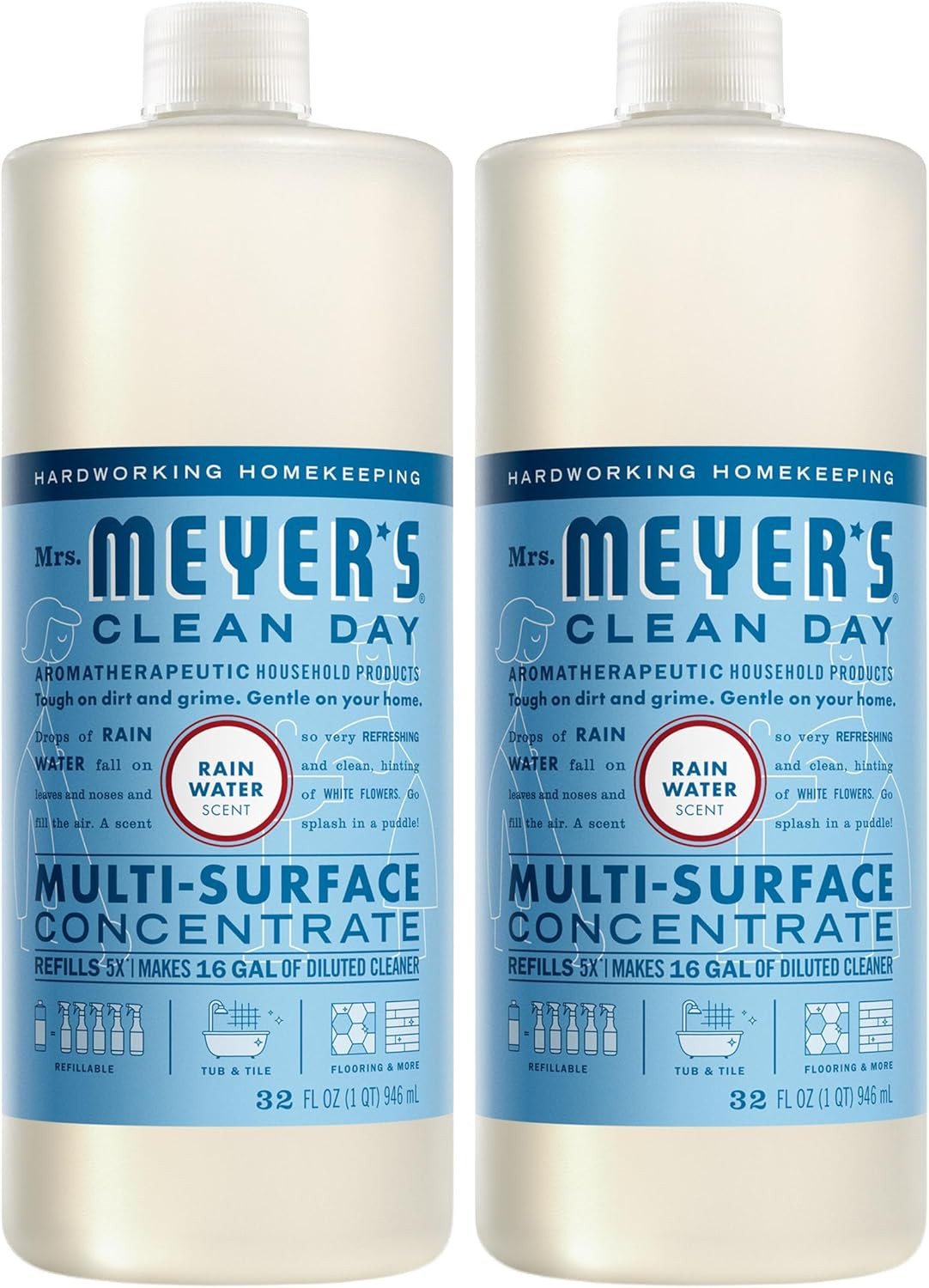 Mrs. MEYER’S Clean Day Multi-Surface Everyday Concentrate, Rain Water Scent, 32