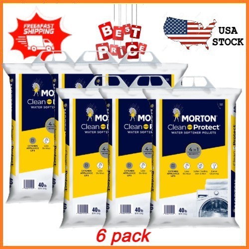 NEW 6 pack Morton Clean and Protect Water Softener Salt Pellets, 40 lb 4.7 star
