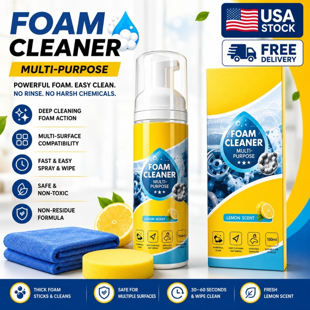 4-in-1 Multi-Enzyme Foam Cleaner, Multipurpose Foam No-Rinse Spray 5oz – Lemon