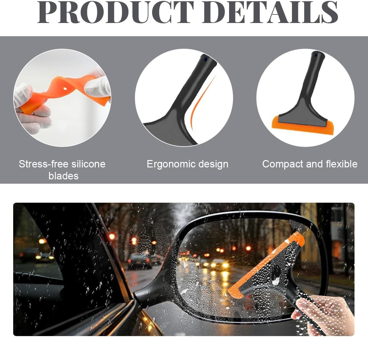 Small Rubber Window Squeegee Auto Windshield Water Blade Scraper for Car Home