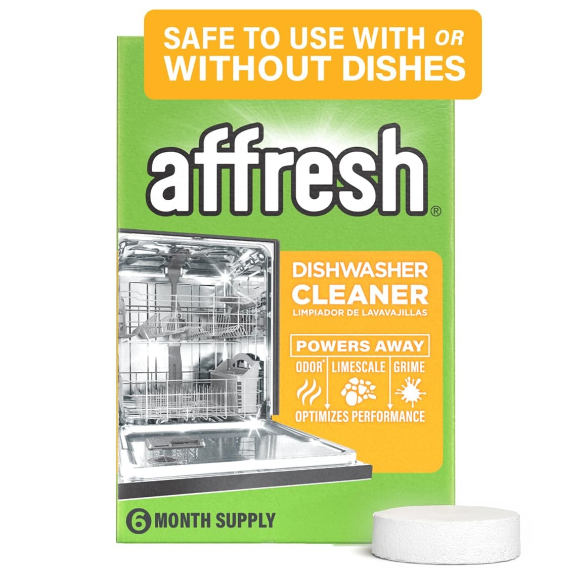 Affresh Dishwasher Cleaner Tablets, 6 Count – Odor Eliminator & Mineral Remover