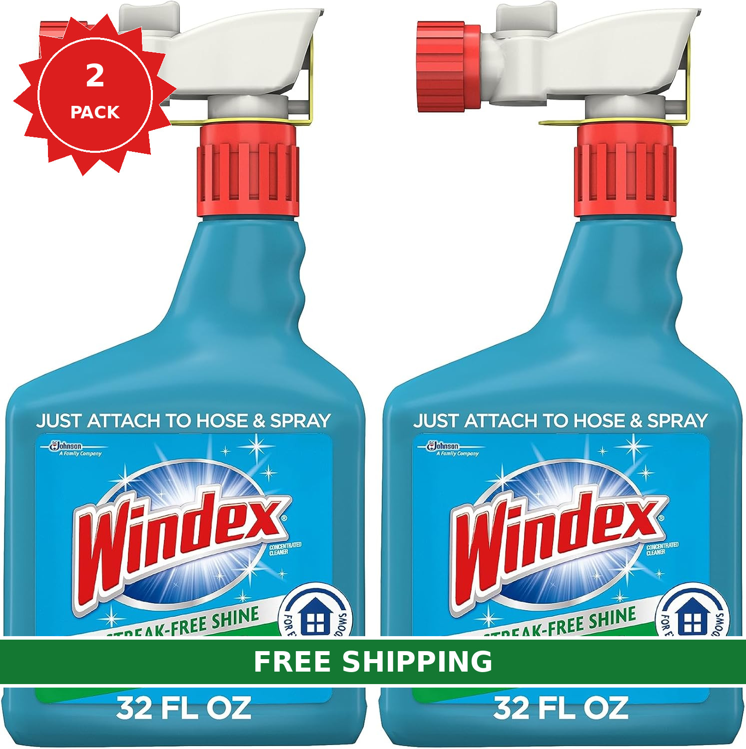 Windex Outdoor Window & Glass Cleaner Hose Attachment 32oz 2 Pack FREE SHIPPING