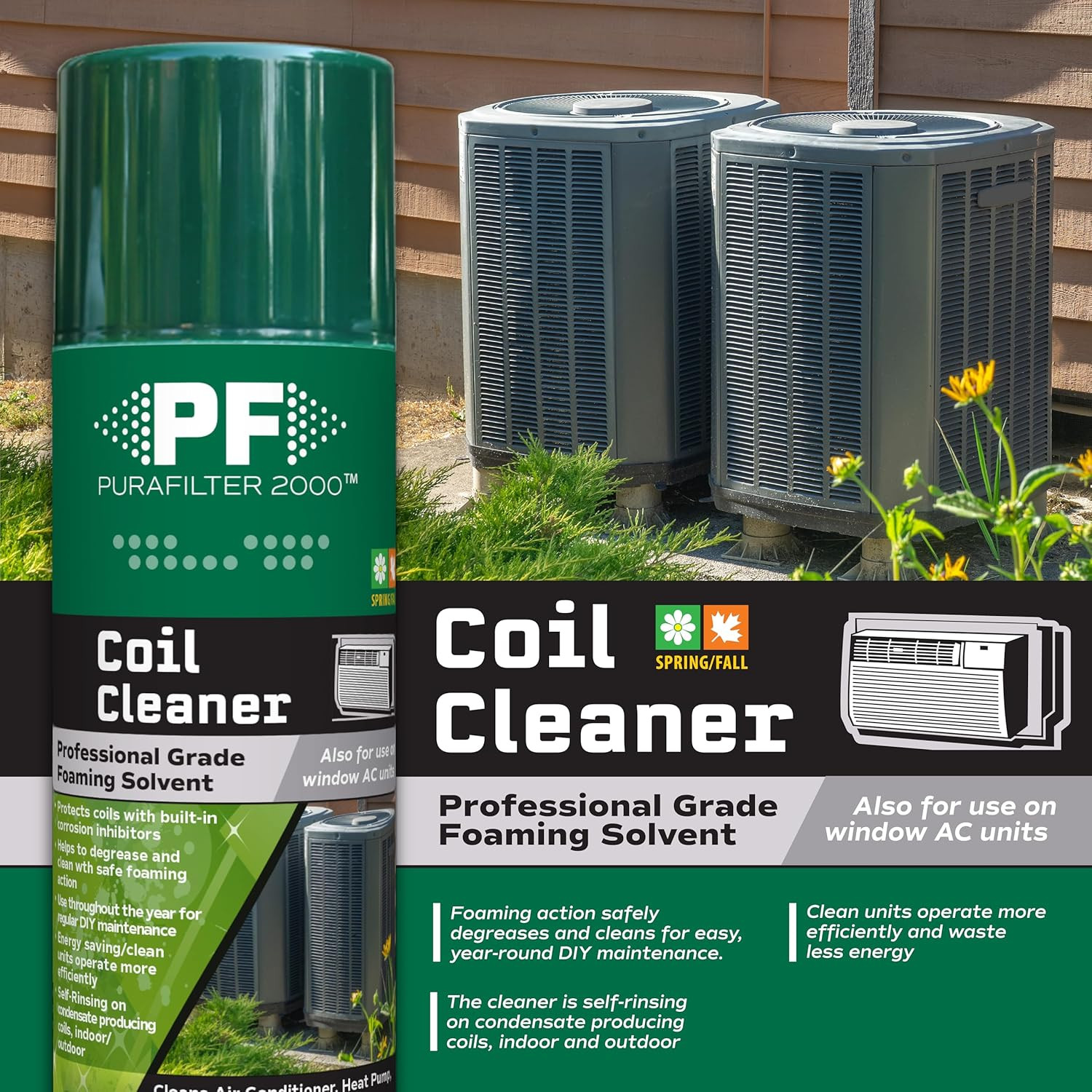 2000 Coil Cleaner Foaming Spray | Use on AC HVAC Condensers and Evaporator Co…
