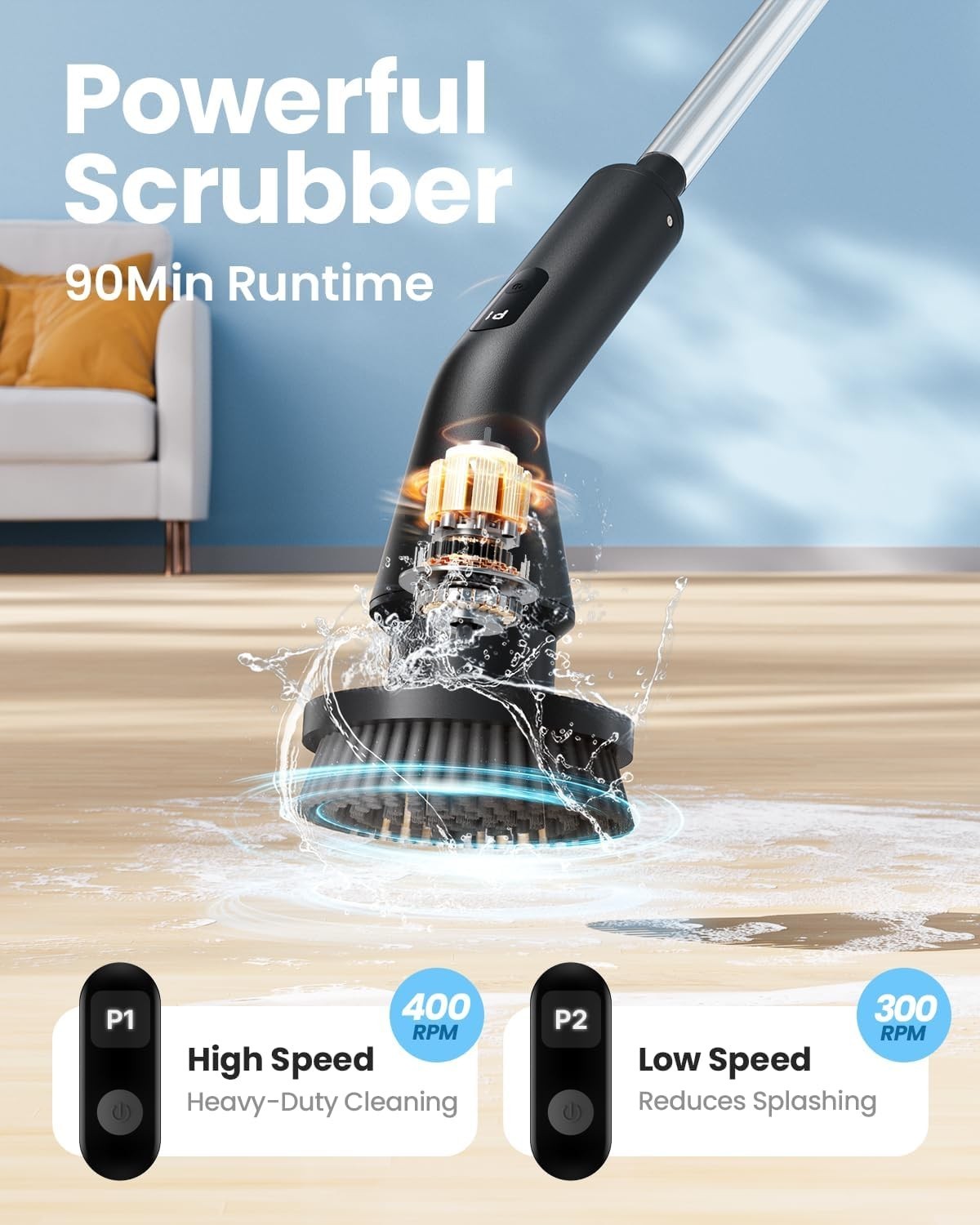 Electric Spin Scrubber, 2026 Upgraded Cordless Cleaning Brush Bathroom Scrubb…