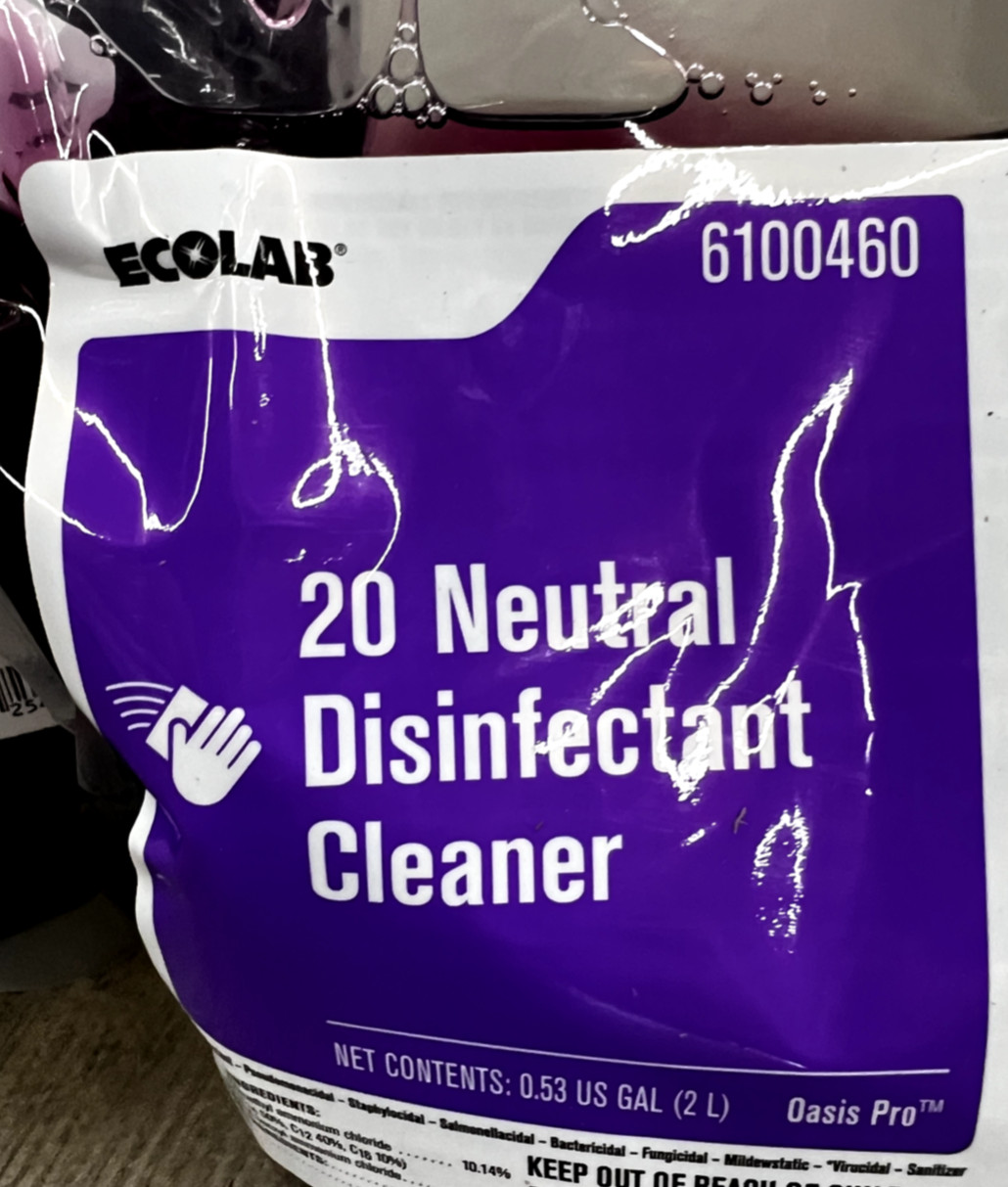 Ecolab 6100460 20 Neutral Cleaner 2 Liters Each (1 Bag)