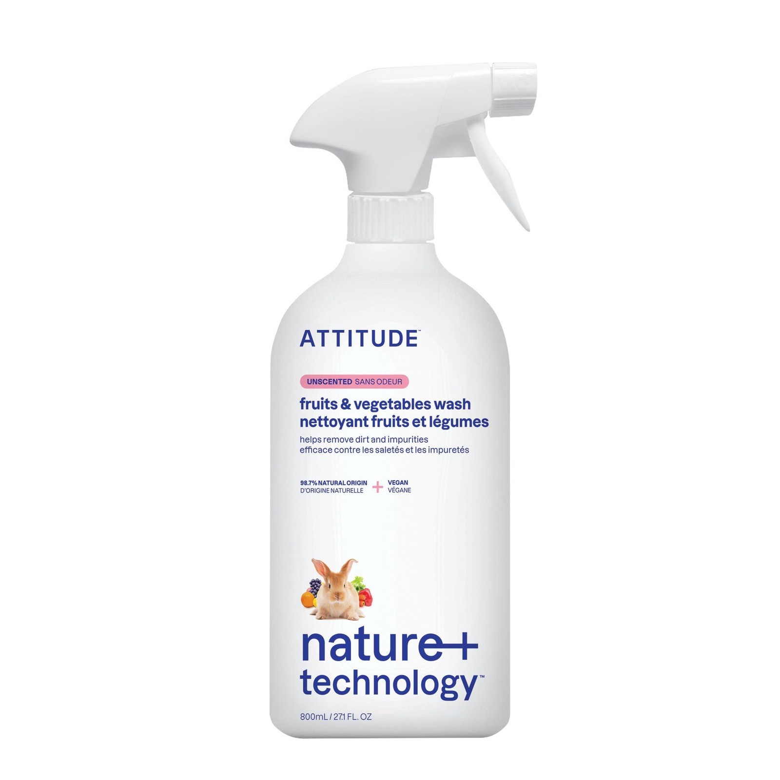 ATTITUDE Fruit & Vegetable Wash, Unscented FoodSafe Produce Wash to Remove Di…