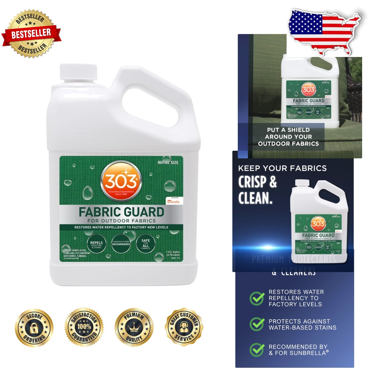 Fabric Guard 1 Gallon Unscented Water Repellent Stain Shield Spray