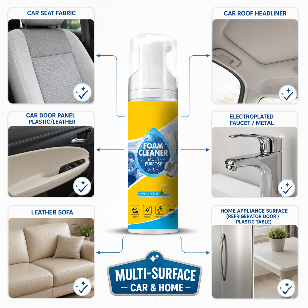 4-in-1 Multi-Enzyme Foam Cleaner, All-Purpose Spray 5oz with Sponge & Towel