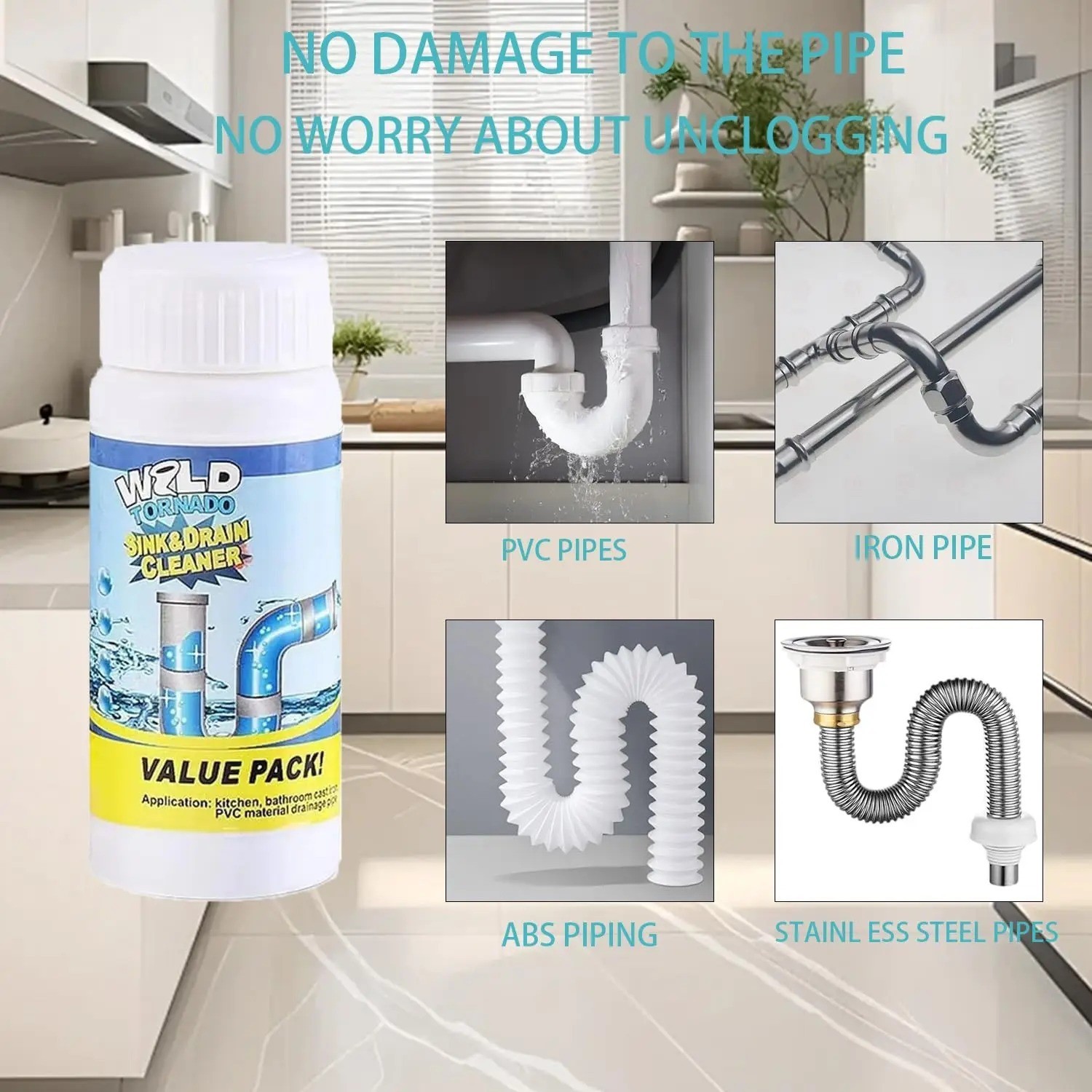 1/2/3/4 PCS Wild Sink and Drain Cleaner, Wild Tornado Sink And Drain Cleaner