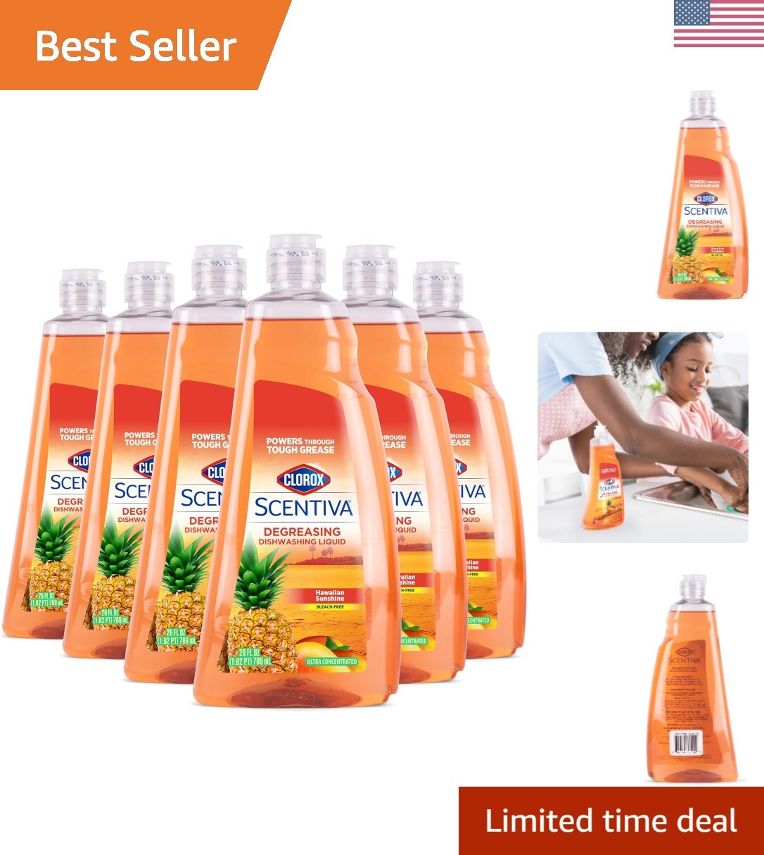 Scentiva Ultra Concentrated Dish Soap – Hawaiian Sunshine, 26 oz 6-Pack Delight