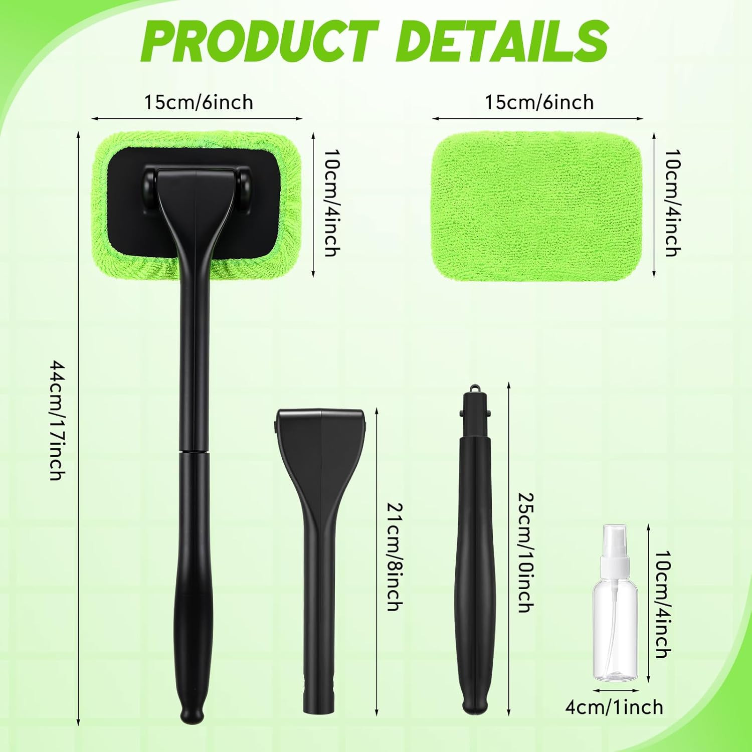 8 Pcs Car Windshield Cleaner Tool Kit with Removable Handle, Microfiber Towel Pa