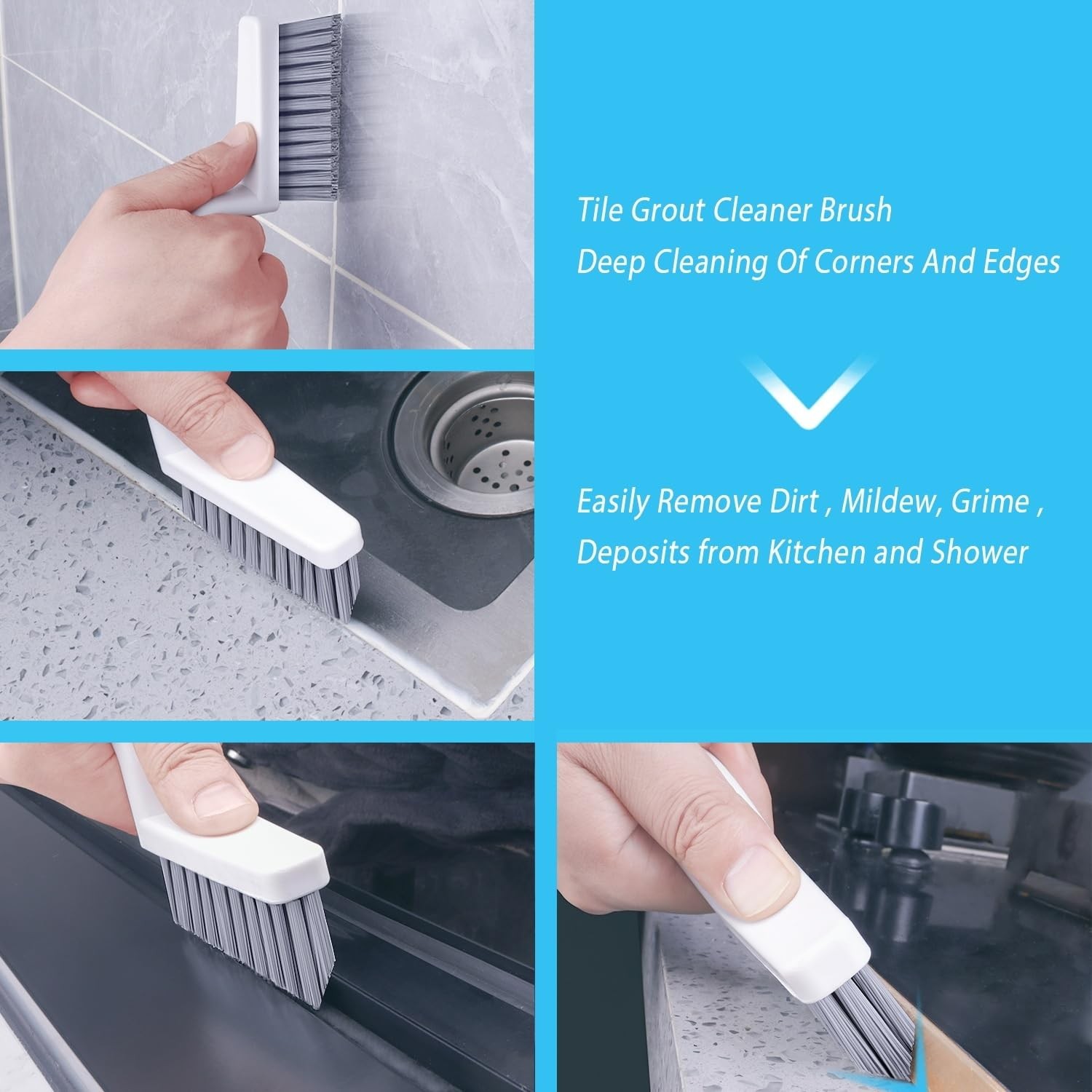 Grout Cleaner Brush V Shape, Stiff Grout Cleaning Brushes for Tile Floor, Han…