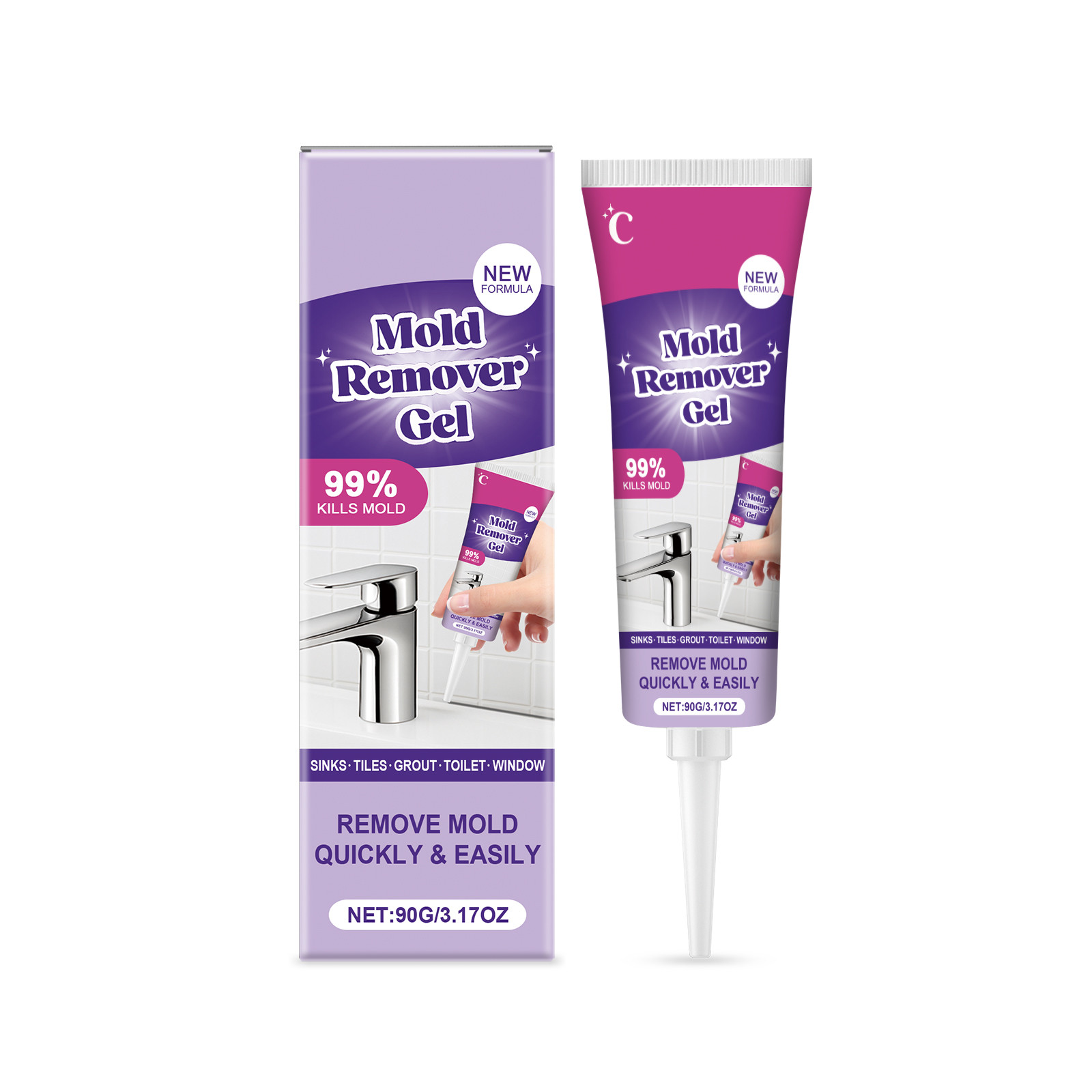 Mold Mildew Remover Gel 3.17oz Heavy Duty Cleaner for Grout Tile Shower Caulk