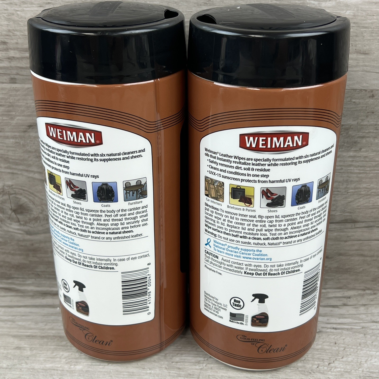 Weiman Leather Cleaner & Conditioner Wipes With UV Protection 30 ct (Pack of 2)