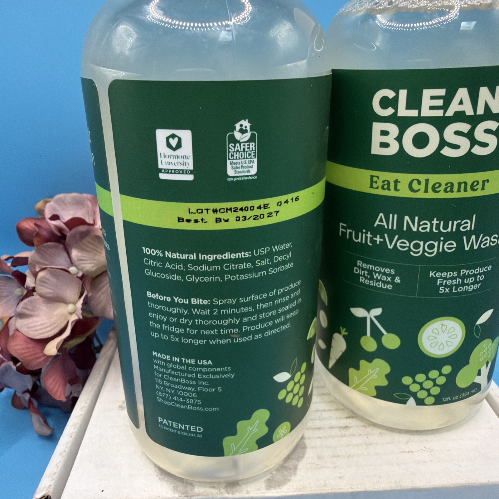 2 NEW CLEAN BOSS VEGGIE & FRUIT WASH-EAT CLEANER All Natural Keeps Produce Fresh