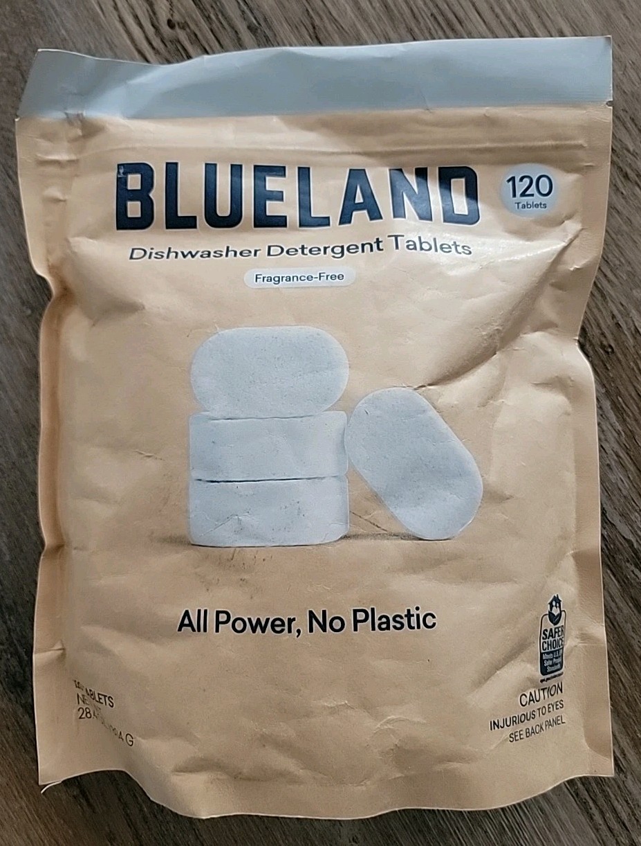 BLUELAND Dishwasher Detergent Tablets, Fragrance-Free Plastic-Free, 120ct