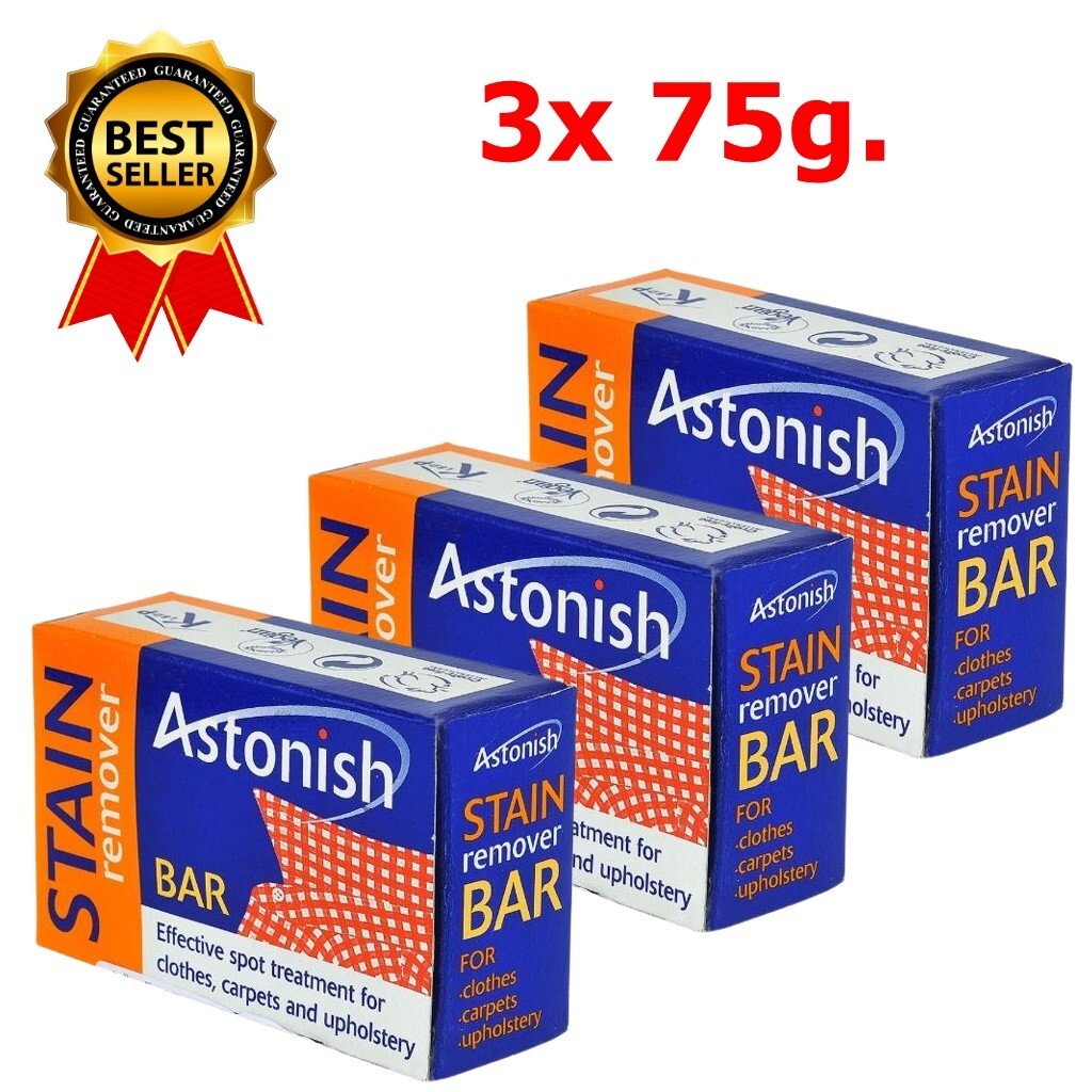 3x Astonish Stain Remover Bar Clothes Carpet Upholstery Pre Laundry Fabric 75g.