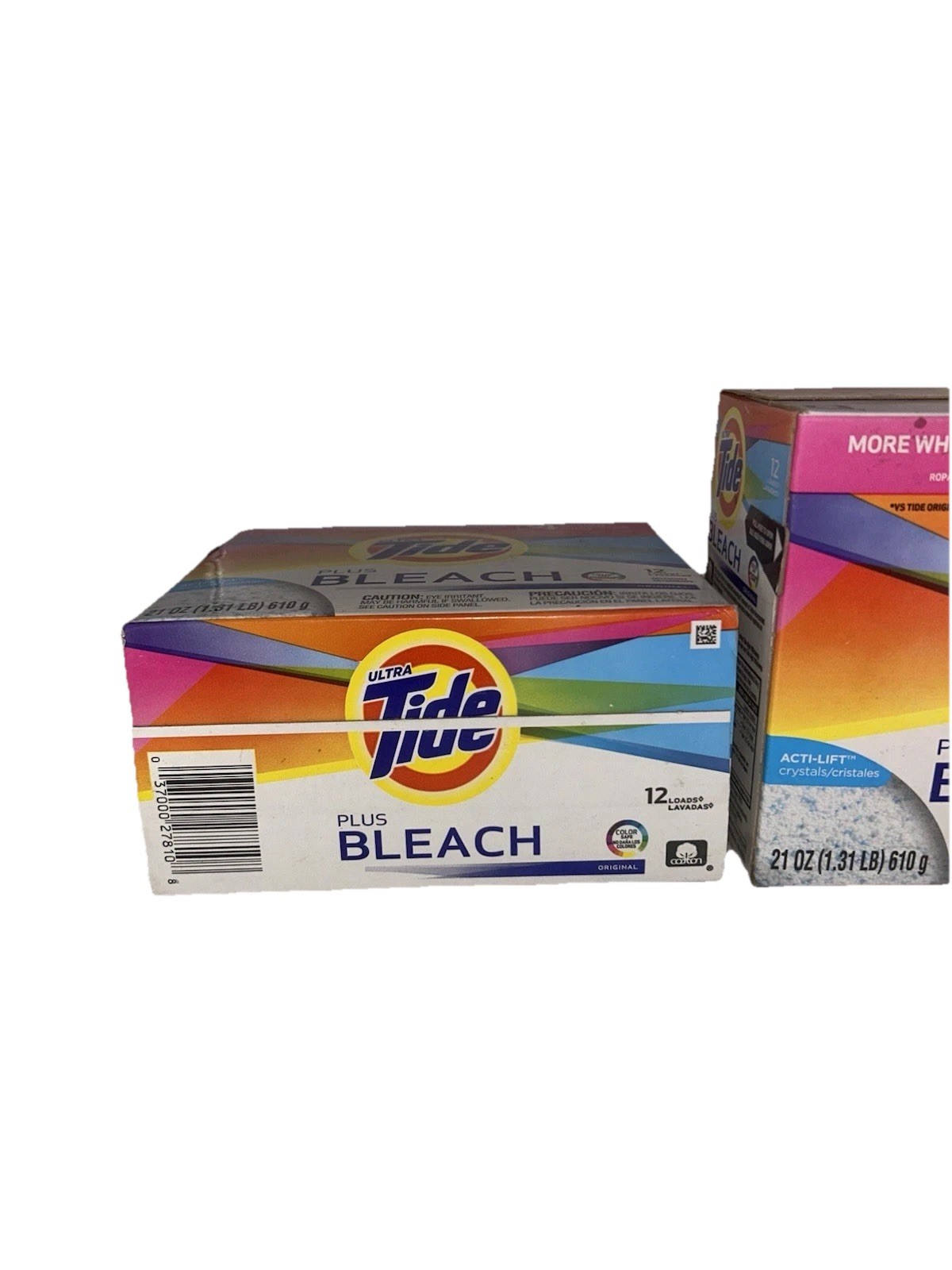 Tide Plus Bleach Acti-Lift Crystals Laundry Detergent Powder 21 oz Each Lot 2