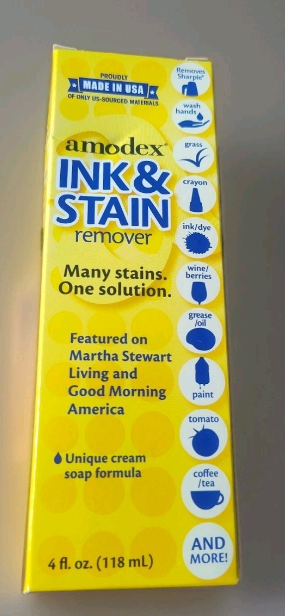 Amodex Ink and Stain Remover Cleans Marker Ink Crayon Pen Makeup NON-TOXIC 4 oz.