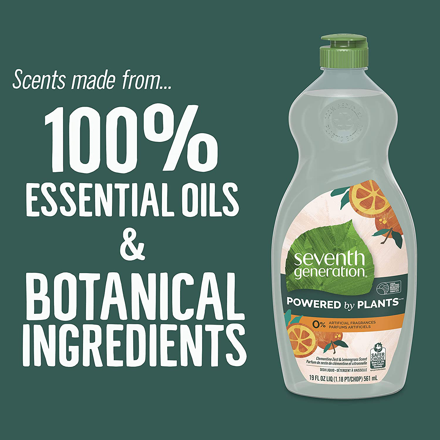 Seventh Generation Dish Soap Liquid Clementine Zest Lemongrass Scent, 114 Fl Oz