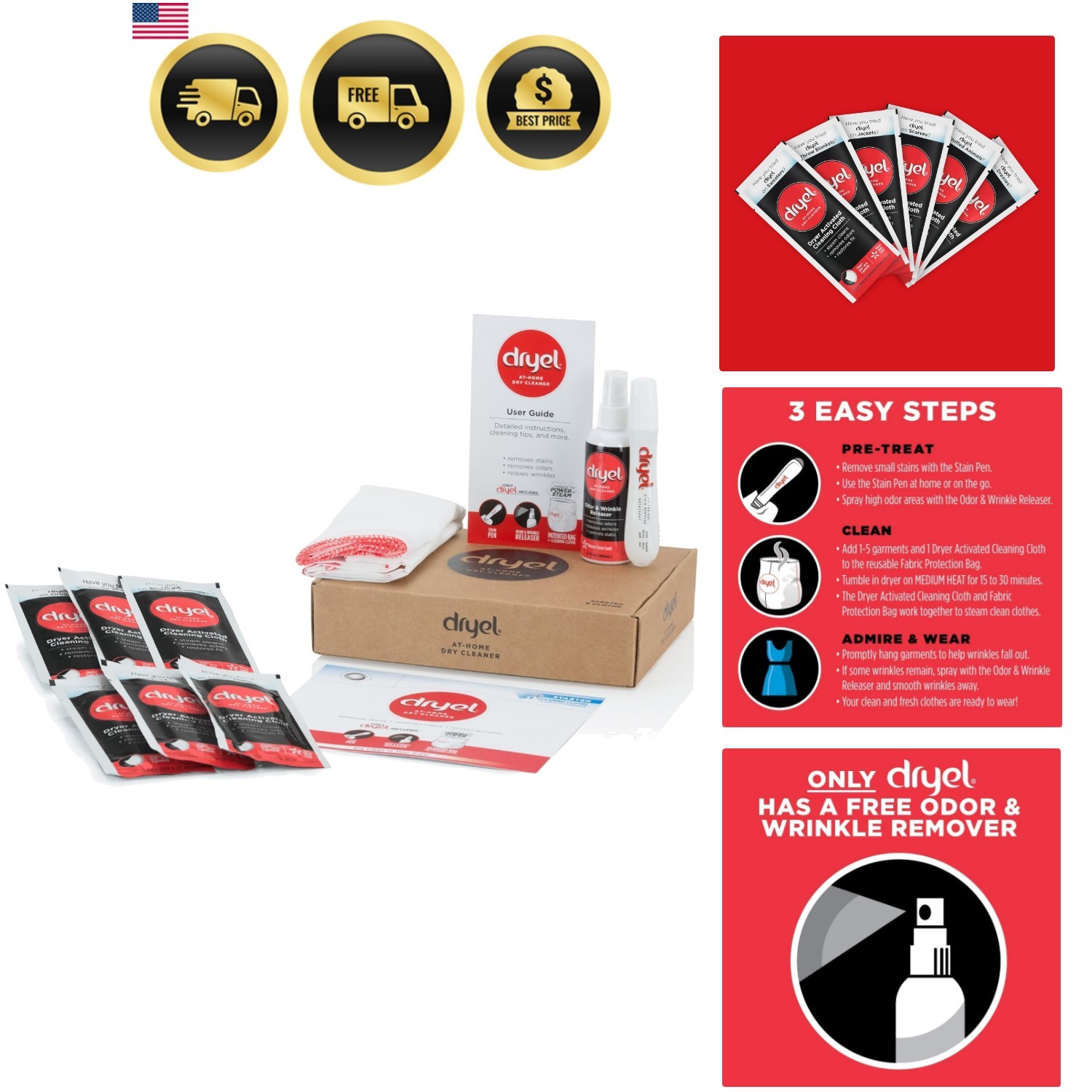 Dry Cleaner Kit Laundry Care for Delicates Fights Odor Residue Free