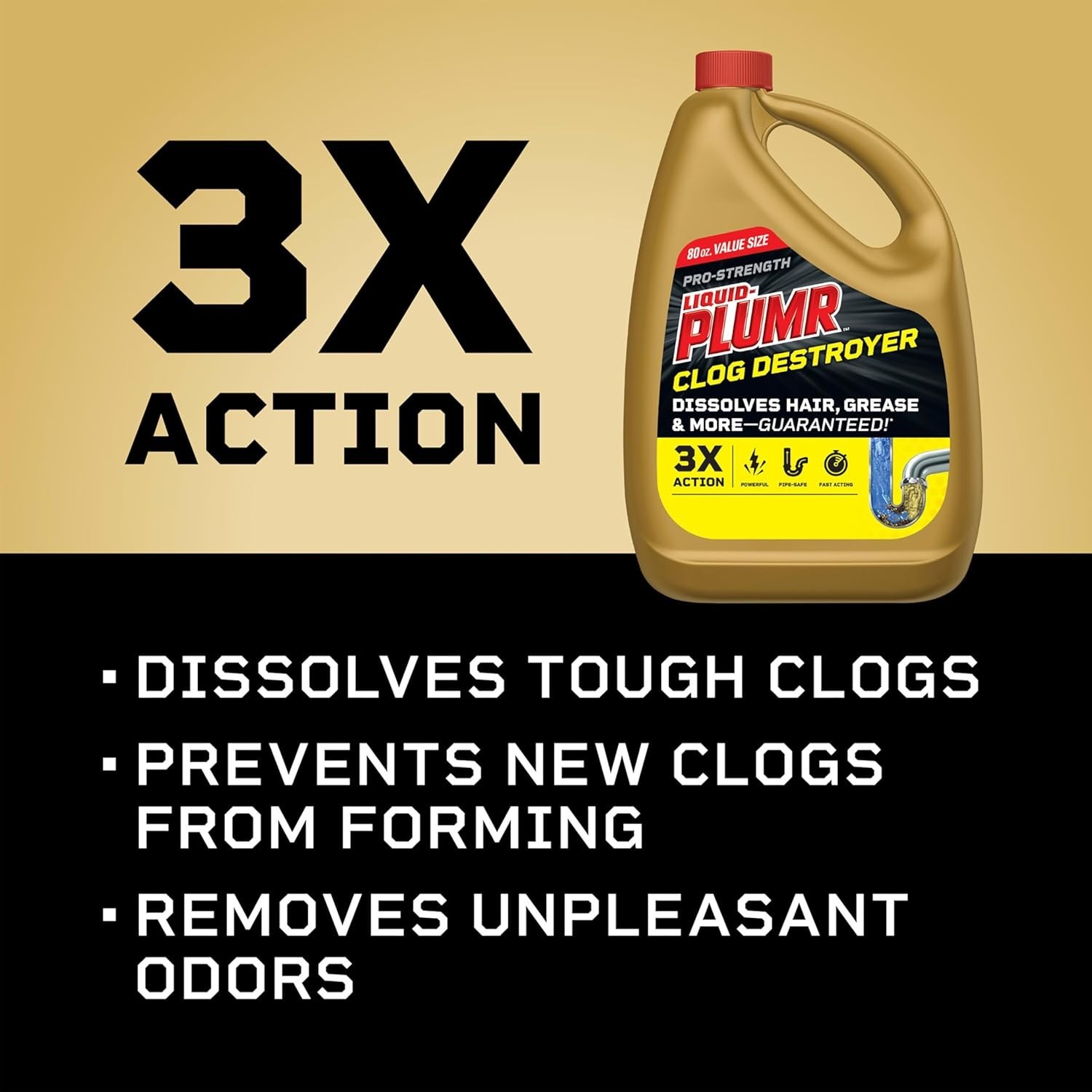 Liquid-Plumr Pro-Strength Full Clog Destroyer, Bathroom & Kitchen Sinks, Shower
