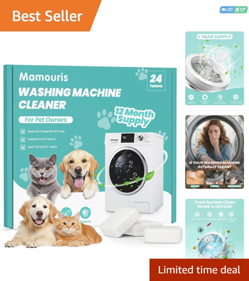 Mamouris Clean Washing Machine Cleaner Tablets – 24 Pack for a 12 Supply
