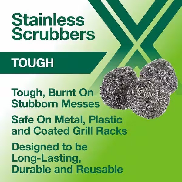 3 Pack HDX 3.54 in. Stainless Steel Scrubbing Pad Ideal for Non-Coated Cookware