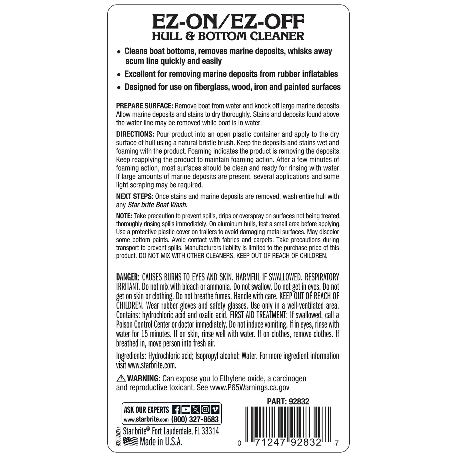 STAR BRITE EZ-ON EZ-Off Boat Hull & Bottom 32 Fl Oz (Pack of 1), Clear