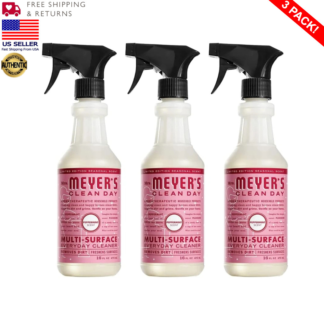 Mrs. Meyer’s Clean Day Multi-Surface Cleaner Peppermint, 16 Fl Oz. (Pack of 3)