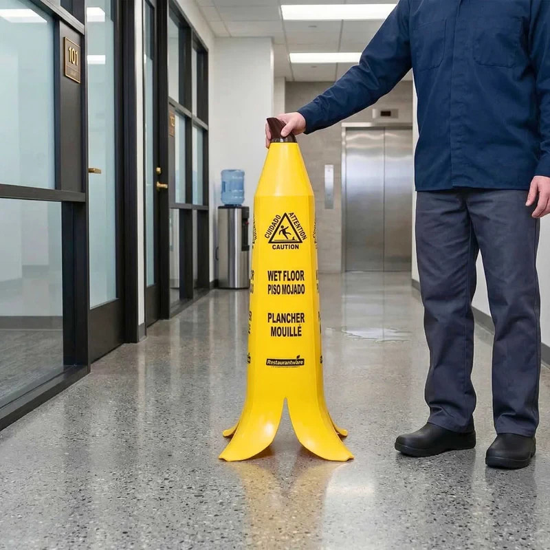 5 Pack – Clean Tek Professional Banana Wet Floor Cones – New – Open Box