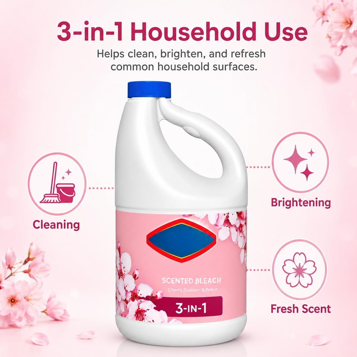 Cherry Blossom Fragrance Scented Laundry Whitening Bleach 81 Fl Oz Large Bleach