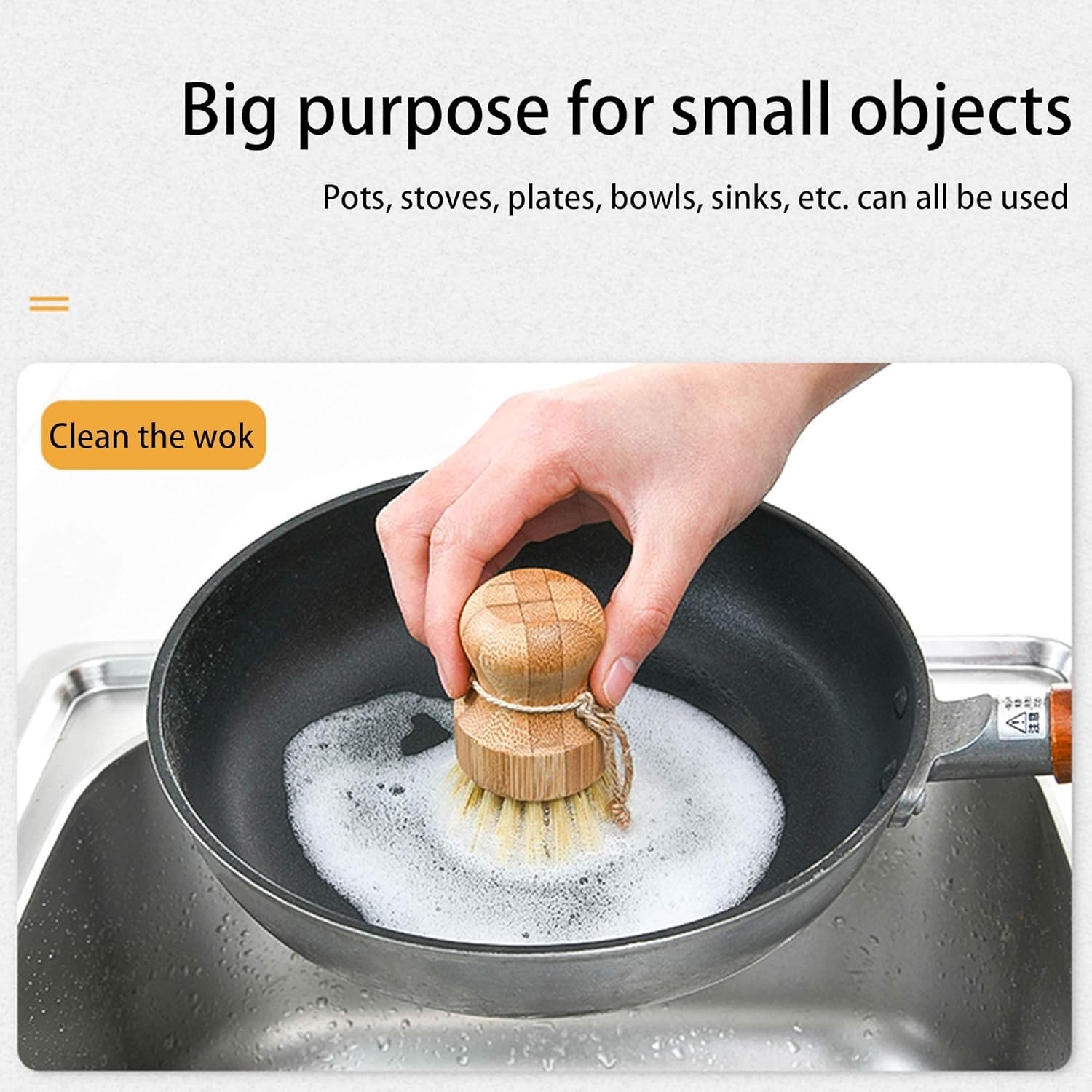 Eco-Friendly Bamboo Round Scrub Brush for Household Cleaning and Vegetables