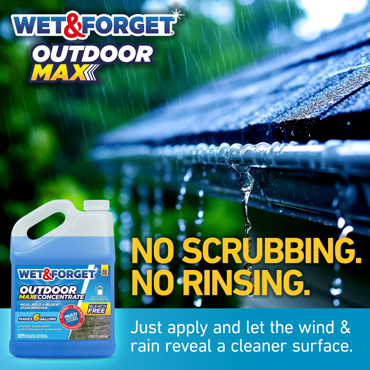 2 Pack Wet & Forget Outdoor Cleaner Concentrate 1 Gallon Moss Mold Mildew