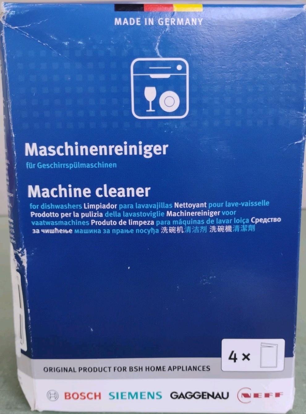 Bosch Dishwasher Machine Cleaner Descaler Degreaser 4-Pack 180g Damaged Box