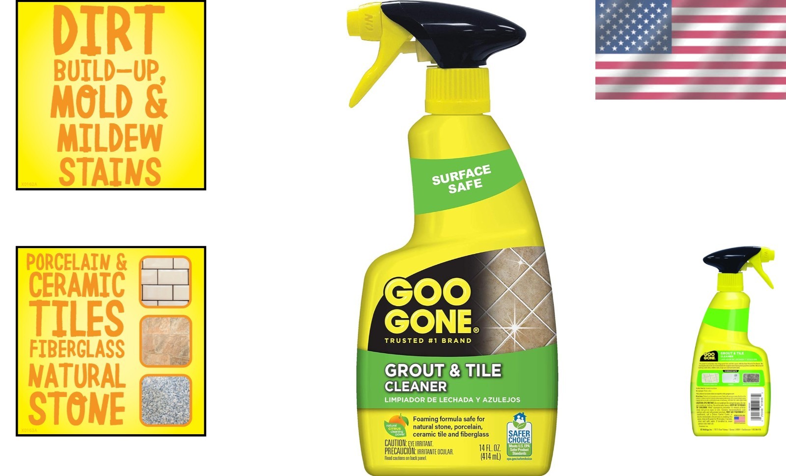 Shower Tile Cleaner 14 Fl Oz Liquid Citrus Stain Remover for Tough Grout Stains