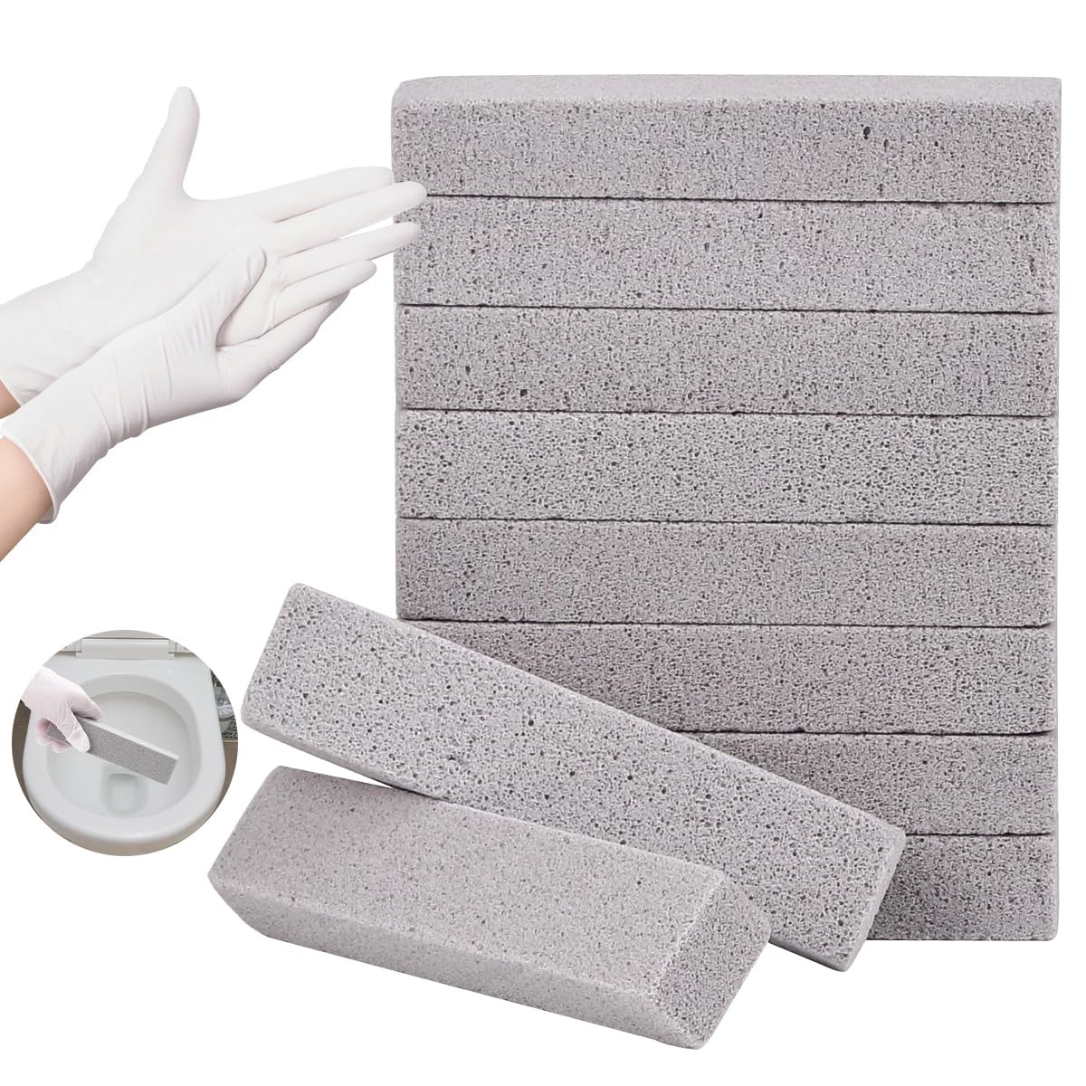 10 Pack Pumice Stone Toilet Bowl Cleaner Hard Water Rust Limescale 5.9In