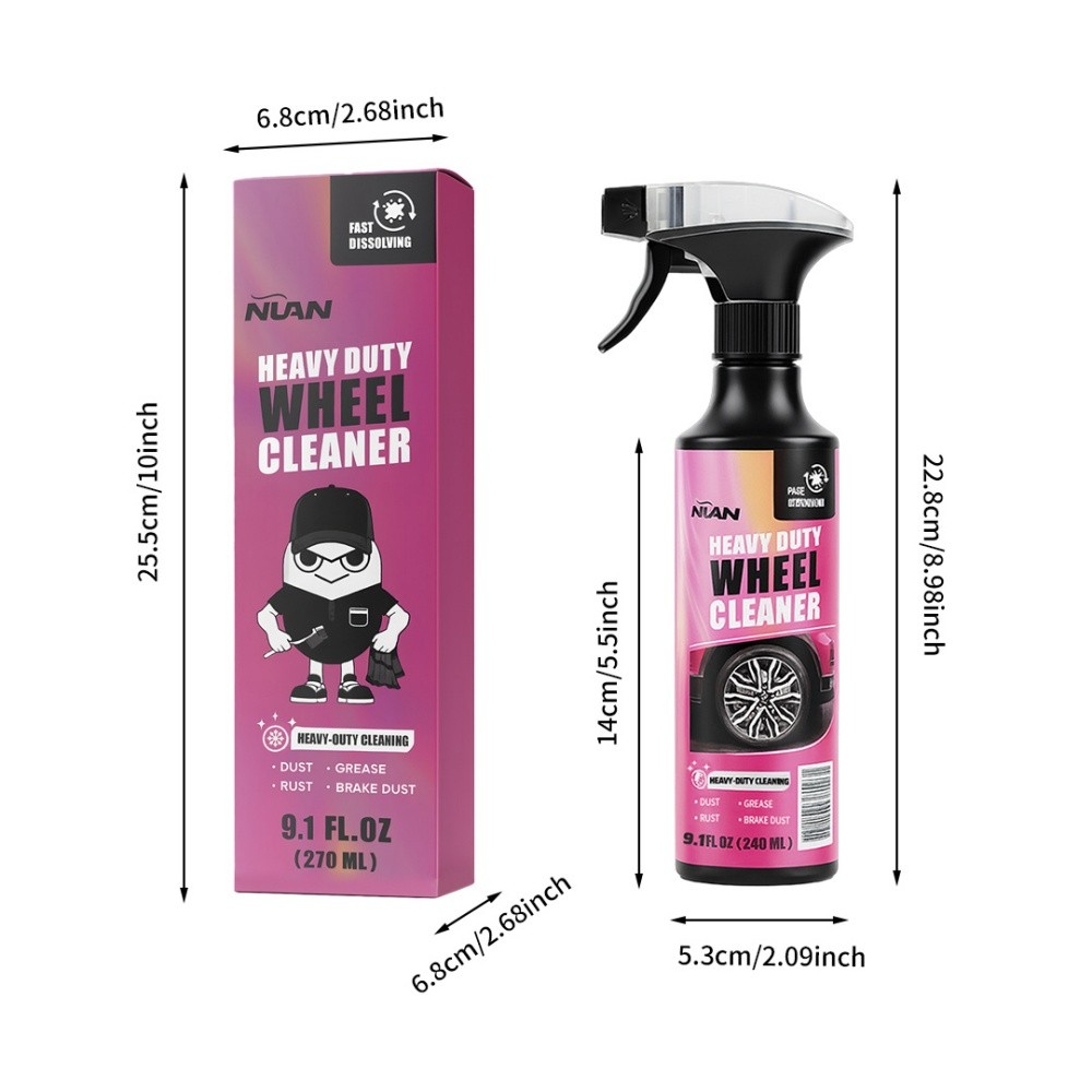 1/2/3PCS Multi-functional Remover Wheel Cleaner Heavy Duty Wheel Cleaner 270ML
